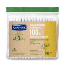 Zdjęcie produktu - SEPTONA Ecolife Bio Biodegradowalne patyczki higieniczne z bawełny, 100sztuk
