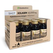 Zdjęcie produktu - EkaMedica Shot Kolagen 15 000mg z witaminą C smak marakuja-pomarańcza, 8 x 100 ml