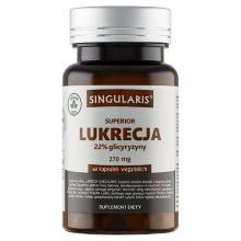 Zdjęcie produktu - SINGULARIS Superior Lukrecja 22% glicyryzyny 270 mg, 60 kapsułek wegańskich KR&Oacute;TKA DATA 30.06.2026