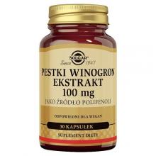 Zdjęcie produktu - SOLGAR Pestki z Winogron ekstrakt 100 mg - 30 kapsułek  KROTKA DATA 31.08.2026
