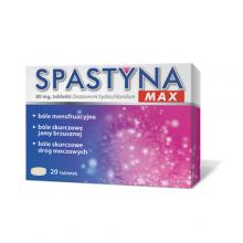 Zdjęcie produktu - Spastyna MAX 0,08 g - Lek na skurczowe b&oacute;le brzucha, 20 tabletek