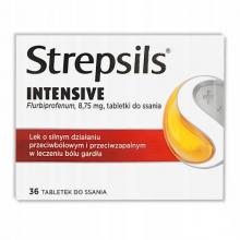 Zdjęcie produktu - STREPSILS Intensive tabletki do ssania o działaniu przeciwzapalnym w leczeniu b&oacute;lu gardła, 36tabl.