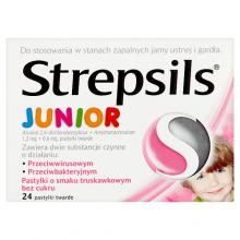STREPSILS JUNIOR Truskawka - 24 pastylki