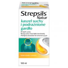 Zdjęcie produktu - Strepsils Natur Kaszel suchy i podrażnione gardło Syrop, 100 ml - lek na kaszel suchy