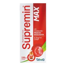 Zdjęcie produktu - Supremin MAX syrop 1,5 mg/ml, 150 ml KR&Oacute;TKA DATA 30.11.2026