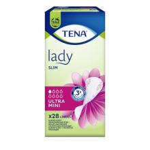 Zdjęcie produktu - TENA Lady Slim Ultra Mini Wkładki anatomiczne, 28szt. USZKODZONE KARTONOWE OPAKOWANIE