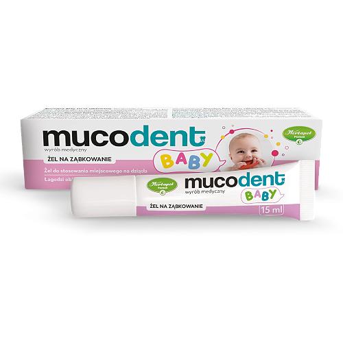 Miniaturka artykułu - Mucodent Baby Żel na ząbkowanie smak malinowy, 15 ml