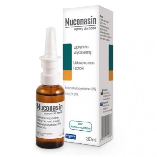Miniaturka artykułu - Muconasin Spray do nosa, 30ml KR&Oacute;TKA DATA 30.06.2026
