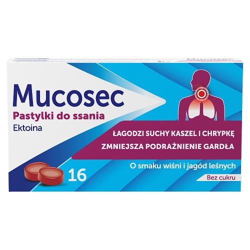 Miniaturka artykułu - Mucosec Pastylki do ssania o smaku wiśni i jag&oacute;d leśnych, 16 szt.