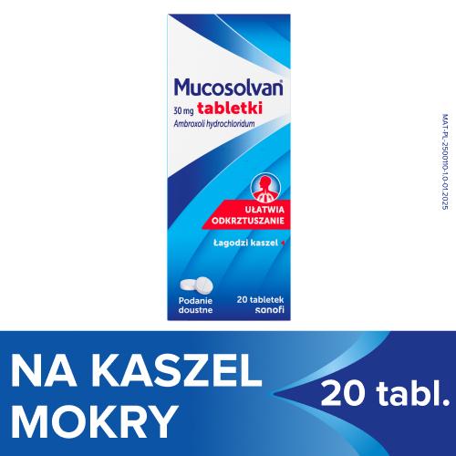 Miniaturka artykułu - MUCOSOLVAN 30 mg - 20 tabletek - tabletki na kaszel mokry