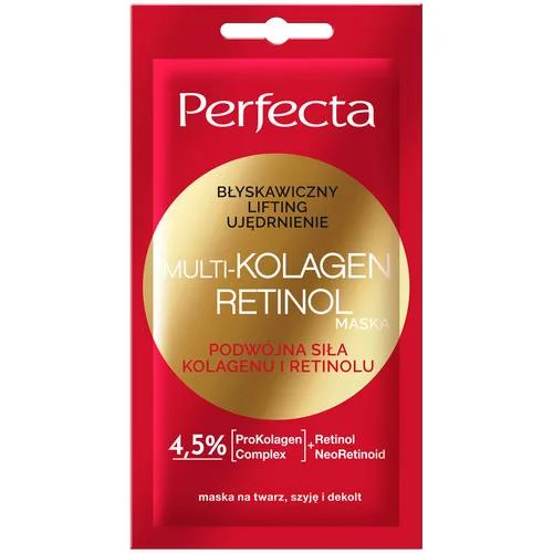 Miniaturka artykułu - Perfecta Multi-kolagen Retinol Maska do twarzy błyskawicznie liftingująca, 8 ml