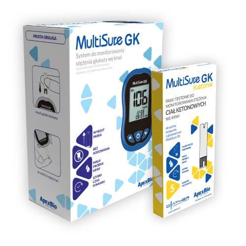 Miniaturka artykułu - Multisure GK Ketone Aparat do pomiaru stężenia ciał ketonowych we krwi + 5 pasków testowych