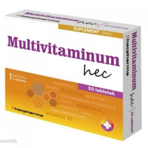 Miniaturka artykułu - Multivitaminum Hec - 50 tabletek KR&Oacute;TKA DATA 31.10.2026