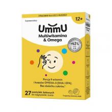 Zdjęcie produktu - Ummu Multiwitamina & Omega 12+ pastylki żelowe do rozgryzania i żucia o owocowym smaku, 27 szt.