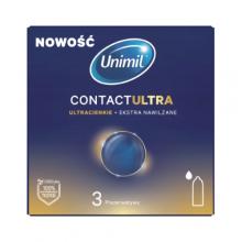 Zdjęcie produktu - UNIMIL CONTACT ULTRA Ultracienkie ekstra nawilżane prezerwatywy lateksowe, 3szt.