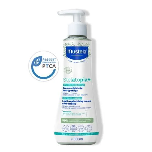 Miniaturka artykułu - MUSTELA STELATOPIA+ Delikatny Krem Emolient, 300ml KR&Oacute;TKA DATA 30.09.2026