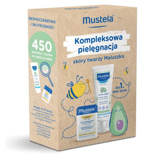 Miniaturka artykułu - MUSTELA Zestaw Kompleksowa Pielęgnacja Sztyft ochronny z Cold Cream, 9,2g + Hydra Bebe krem do twarzy, 40ml