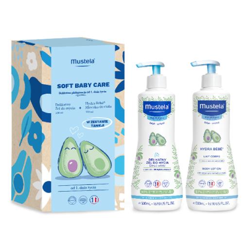 Miniaturka artykułu - MUSTELA Zestaw Soft Baby Care: Delikatny żel do mycia, 500ml + Mleczko do ciała, 500ml