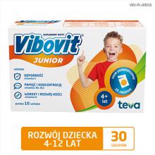 Zdjęcie produktu - Vibovit Junior Pomarańczowy 4+, 30 sasz. - witaminy dla dzieci