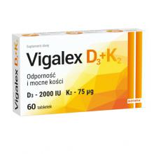 Zdjęcie produktu - Vigalex D3+K2 D3 - 2000 IU, K2 - 75uq, 60 tabletek
