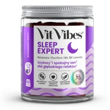 Zdjęcie produktu - Vit Vibes Sleep Expert żelki o smaku jagodowym z nutą lawendy, 60 szt.