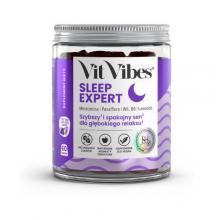 Zdjęcie produktu - Vit Vibes Sleep Expert żelki o smaku jagodowym z nutą lawendy, 60 szt.