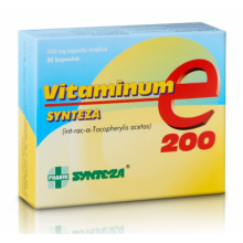Zdjęcie produktu - Vitaminum E 200 mg, Lek uzupełniający niedobory witaminy E, 30 kapsułek Synteza USZKODZONE TEKTUROWE OPAKOWANIE