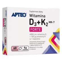 Zdjęcie produktu - APTEO Witamina D3+K2 MK-7 Forte, 60 kaps.