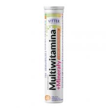 Zdjęcie produktu - VITTER BLUE Multiwitamina + Minerały o smaku pomarańczowym, 20 tabletek musujących