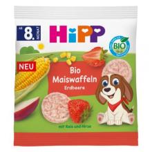 Zdjęcie produktu - HiPP BIO Wafelki kukurydziane truskawkowe od 8. miesiąca, 23 g