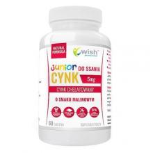 Zdjęcie produktu - WISH Pharmaceutical Cynk Junior, 60 tabletek do ssania o smaku malinowym