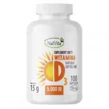 Zdjęcie produktu - NatVita Witamina D3 5000 IU, 100 kaps.