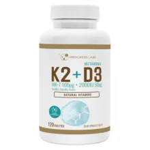 Zdjęcie produktu - Progress Labs Witamina K2 MK-7 100 &micro;g + D3 2000 IU 50 &micro;g, 120 tabl.