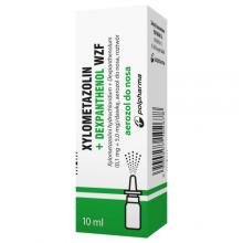 Zdjęcie produktu - Xylometazolin + Dexpanthenol WZF Spray do nosa, 10 ml - lek udrożnia nos i wspomaga regenerację błony śluzowej