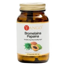 Zdjęcie produktu - YANGO Bromelaina + Papaina, 90 kaps. KR&Oacute;TKA DATA 31.10.2026