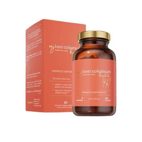 Miniaturka artykułu - MyBestPharm Colostrum Kids pastylki o smaku truskawkowym, 60 szt.