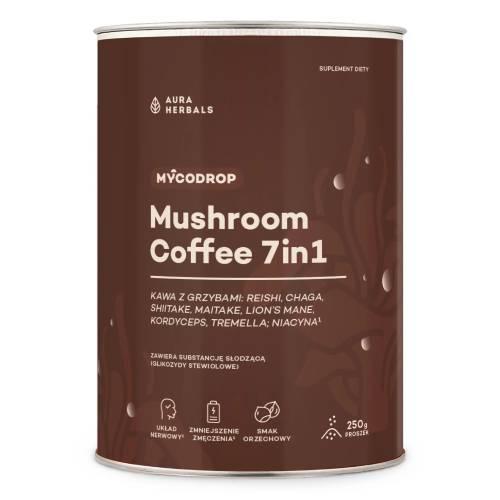 Miniaturka artykułu - Aura Herbals Mycodrop Kawa z grzybami, mushroom coffee 7in1, 250 g