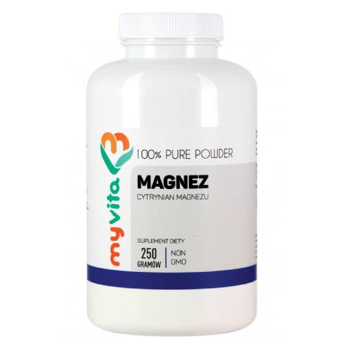 Miniaturka artykułu - MyVita Magnez Cytrynian magnezu proszek, 250 g
