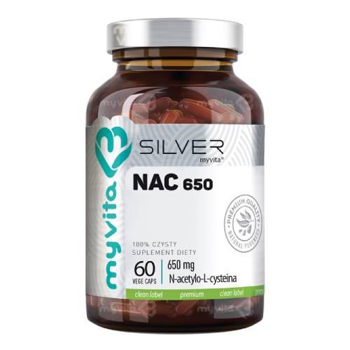 Miniaturka artykułu - MyVita Silver Pure NAC 650 mg, 60 kaps.