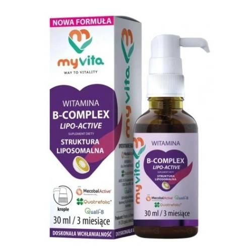 Miniaturka artykułu - MyVita Witamina B-Complex Lipo-Active Krople, 30ml