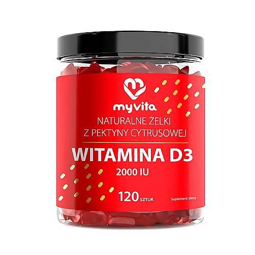 Miniaturka artykułu - MyVita Żelki naturalne z Witaminą D3 2000IU, 120 szt.