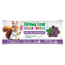 Zdjęcie produktu - Zdrowy Lizak MNIAM-MNIAM Gardło, krtań i struny głosowe o smaku czarnej porzeczki, 1szt.