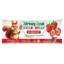 Zdjęcie produktu - Zdrowy Lizak Mniam-Mniam truskawka bez cukru kształt łezki, 1szt.