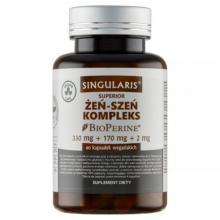 Zdjęcie produktu - SINGULARIS Żeń-szeń Kompleks Bioperine 330mg+170mg+2mg, 60 kapsułek