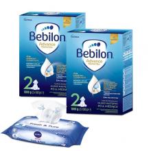 Zestaw 2x Bebilon 2 Pronutra Advance Mleko następne po 6. miesiącu, 1000g + Nivea Baby Fresh&Pure Chusteczki nawilżane, 63szt.