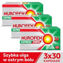 Zestaw 3x Nurofen Express Forte, 30 kapsułek