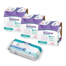 Zestaw 3x Nutridrink Skin Repair truskawka, 4x200ml + Chusteczki Tena ProSkin Wet wipes, 48szt.