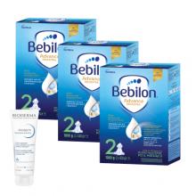 Zestaw Bebilon 2 Pronutra+ Mleko następne w proszku dla niemowląt po 6. miesiącu, 3 x 1000 g + Bioderma Atoderm Intensive baume Ultrakojący balsam emolientowy, 75 ml