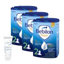 Zestaw Bebilon 2 Pronutra+ Mleko następne w proszku dla niemowląt po 6. miesiącu, 3 x 800 g + Bioderma Atoderm Intensive baume Ultrakojący balsam emolientowy, 75 ml