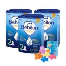 Zestaw Bebilon 2 Pronutra+ Mleko następne w proszku dla niemowląt po 6. miesiącu, 3 x 800 g + Canpol Babies zestaw zabawek do kąpieli z przyssawkami, 5 szt.